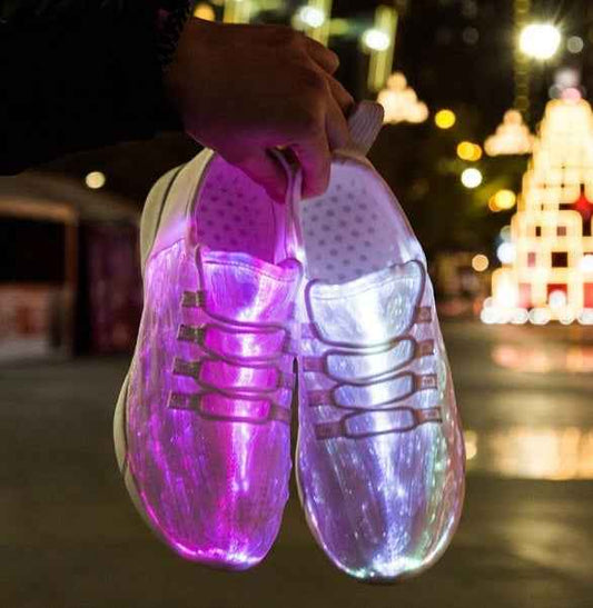 Sarah Express LED Light Up Sneakers USB Rechargeable Fiber Optic Glowing Shoes