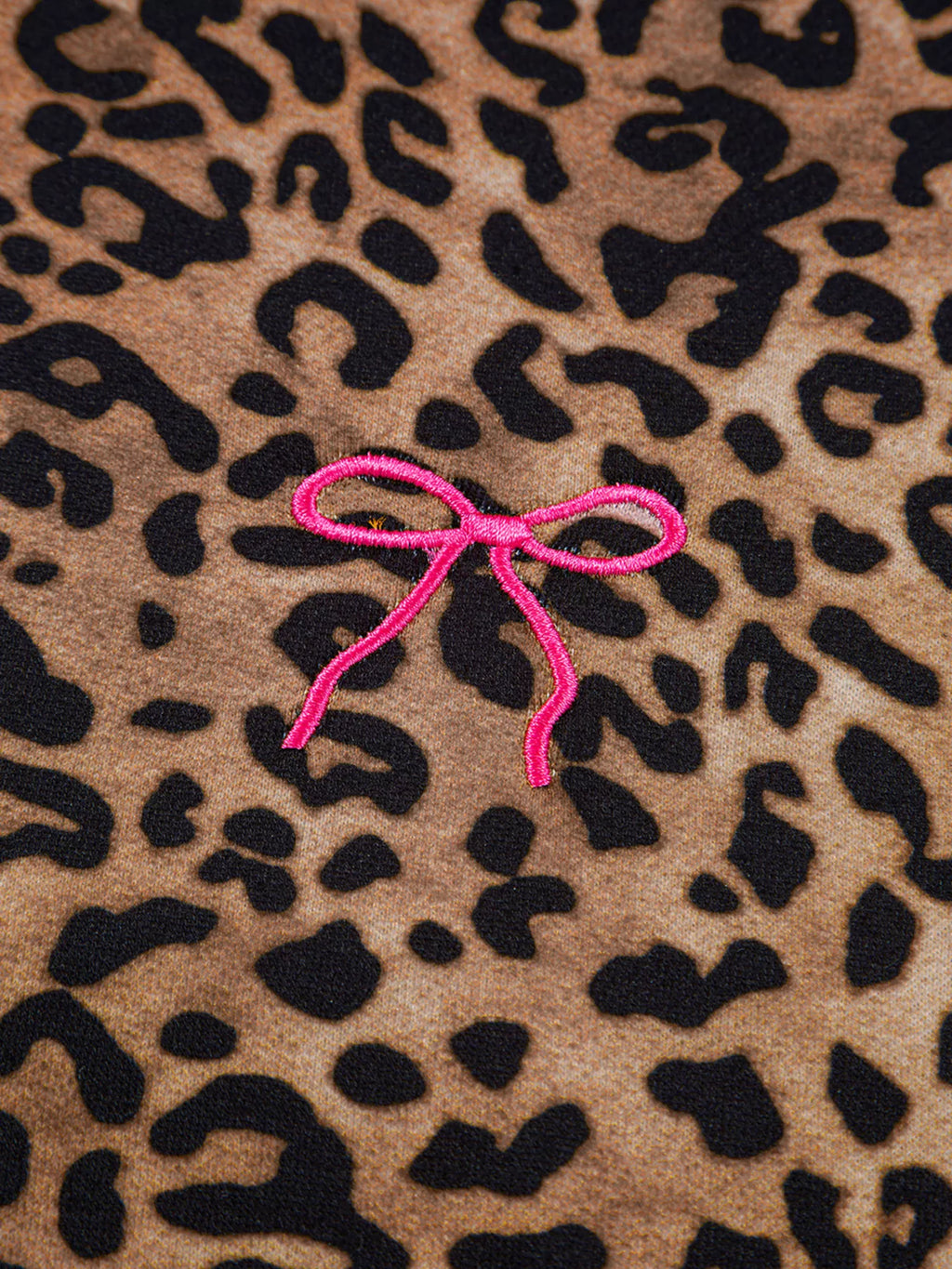 Sarah Express Women's Leopard Print Contrast Trim Long Sleeve Top and Pants Set