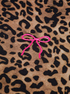 Sarah Express Women's Leopard Print Contrast Trim Long Sleeve Top and Pants Set