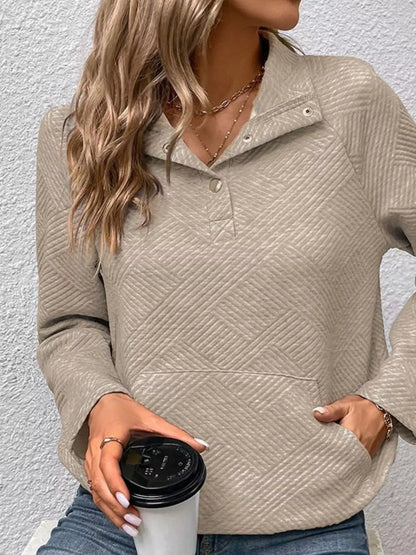 Sarah Express Women's Textured Quarter Snap Sweatshirt