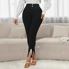 Sarah Express Women's Elegant Slim Fit Chenille Pants High Waist Work Commuter Trousers
