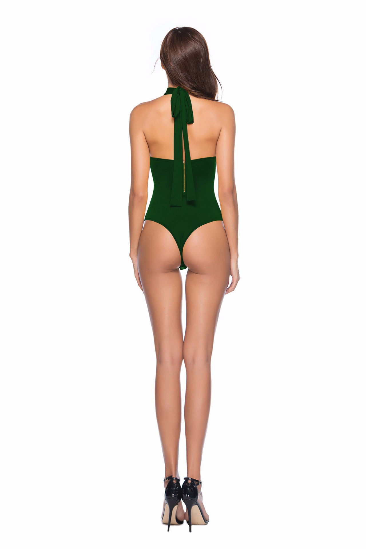 Sarah Express Women's Backless Strappy Jumpsuit Irregular Hem Romper Sleeveless Hollow Out Playsuit