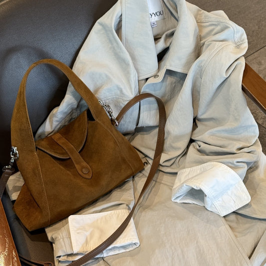 Sarah Express Women's Retro Minimalist Crossbody Bag – Matte Cowhide Leather Shoulder Bag