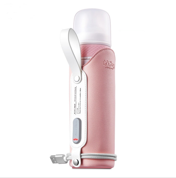 Sarah Express Thermostatic Baby Bottle USB Heated Glass 240ML Anti-Colic Wide Caliber Pink