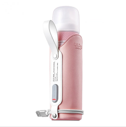 Sarah Express Thermostatic Baby Bottle USB Heated Glass 240ML Anti-Colic Wide Caliber Pink
