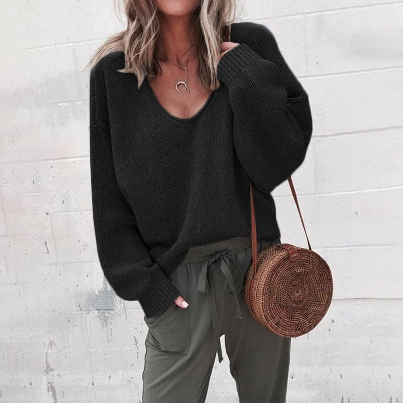 Sarah Express Women's V-Neck Long Sleeve Acrylic Sweater