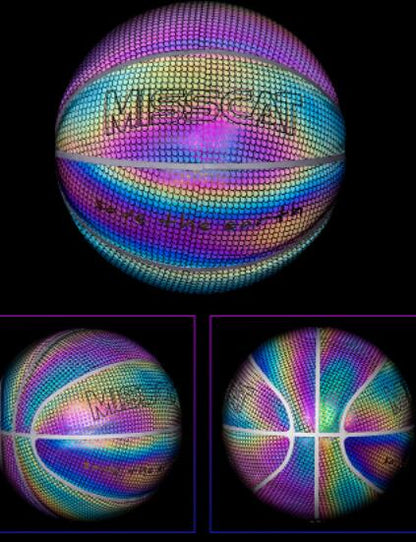 Sarah Express Luminous Glow in the Dark Basketball for Night Games - Official Size 7 Fish scale color reflection