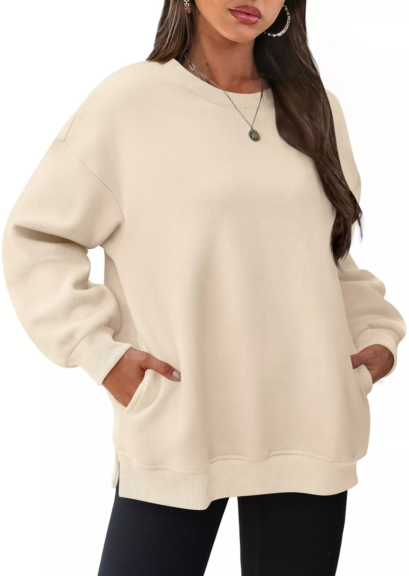 Sarah Express Women's Casual Solid Color Long Sleeve Sweatshirt Pastel Yellow