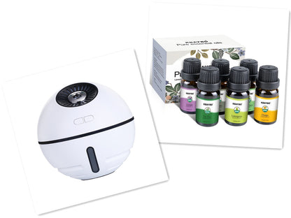 Sarah Express Rechargeable Mini Ultrasonic Aroma Humidifier Diffuser with LED Light - 300ML Oil 6pcs 116X116X112MM