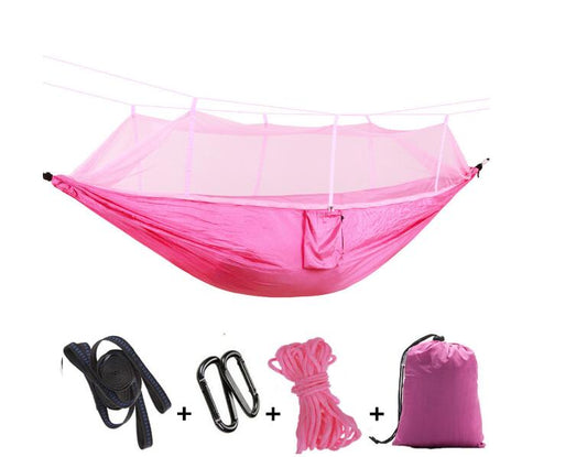 Portable Camping Hammock with Mosquito Net - Lightweight Parachute Nylon Outdoor Hammock