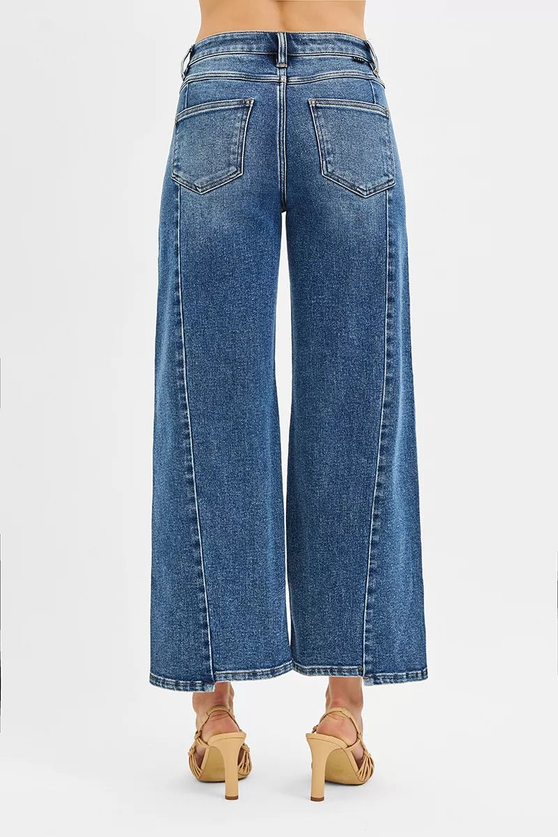 Sarah Express Women’s High Rise Crop Wide Leg Jeans with Step Hem
