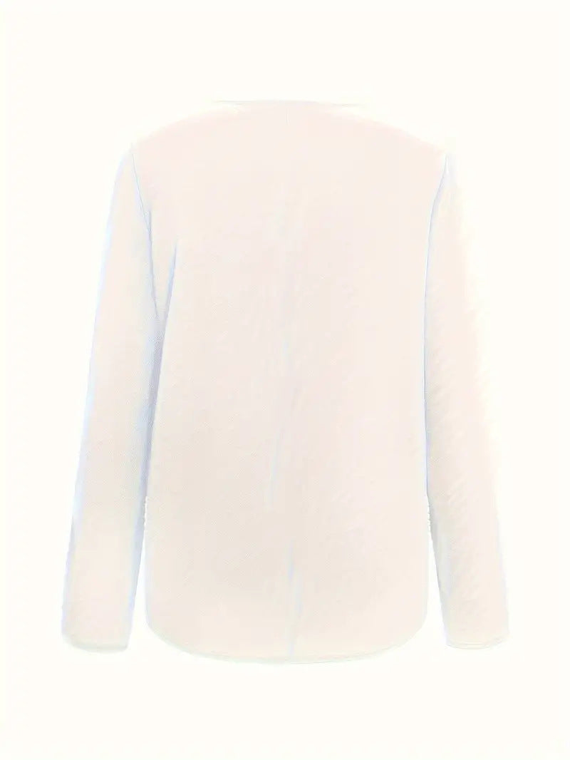 Sarah Express Women's Asymmetric Collar Buckle Detail Long Sleeve Top Pullover
