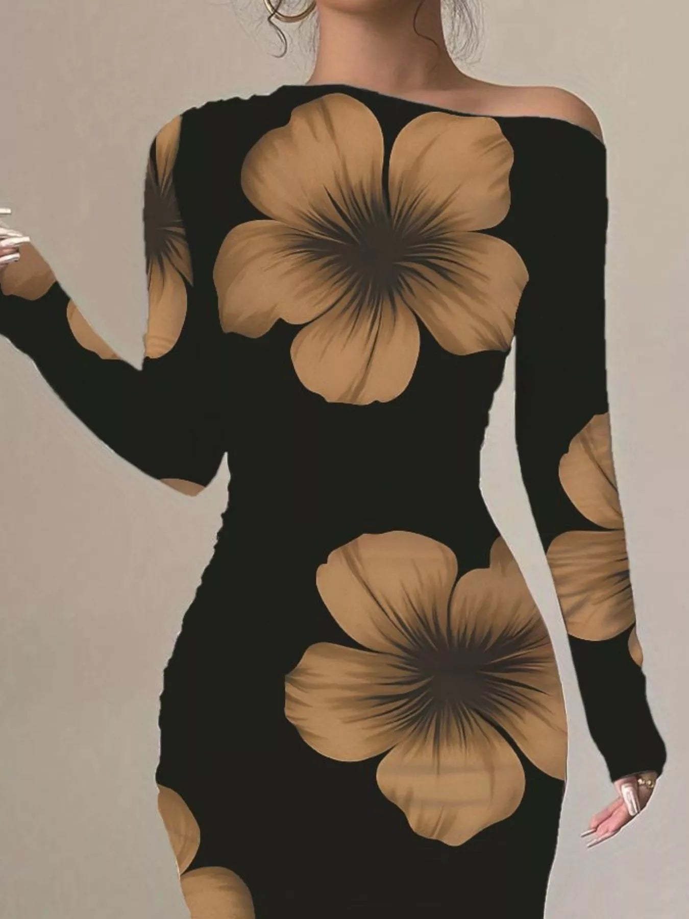 Sarah Express Women's Floral Print One Shoulder Maxi Dress