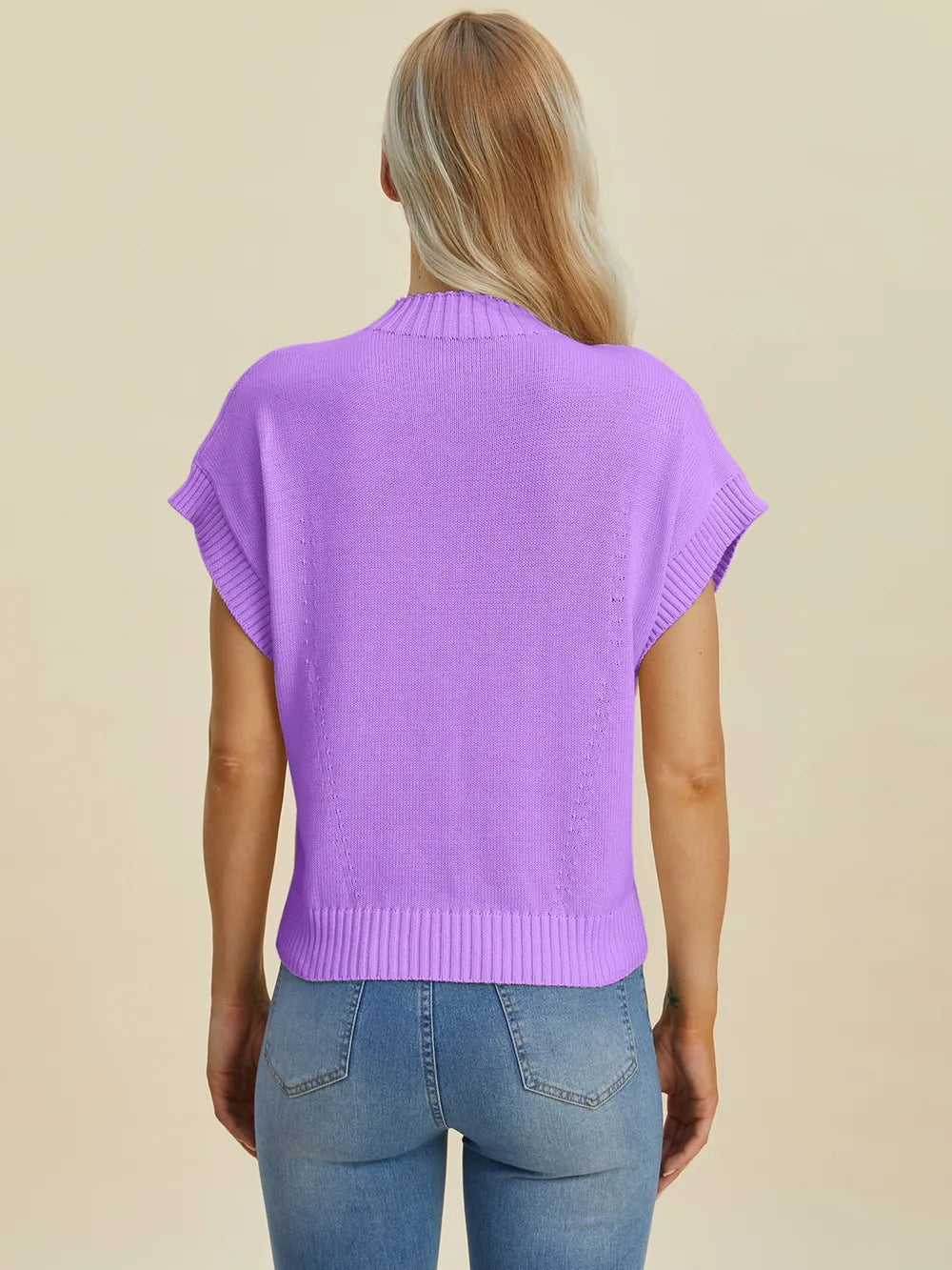 Sarah Express Women’s Plus Size Short Sleeve Mock Neck Viscose Sweater

