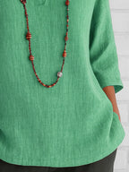 Sarah Express Women's Notched Three-Quarter Sleeve Blouse Plus Size