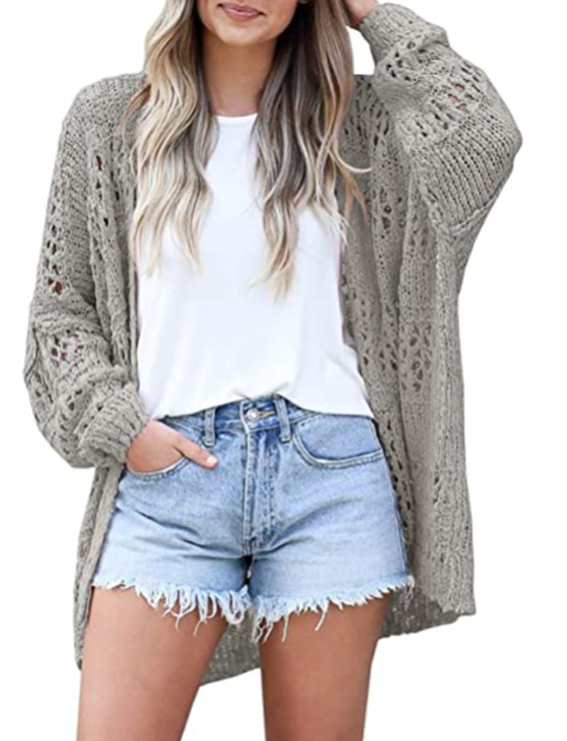 Sarah Express Women's Lightweight Knit Cardigan Long Sleeve V-Neck - Casual Fall Winter Loose Fit Open Front