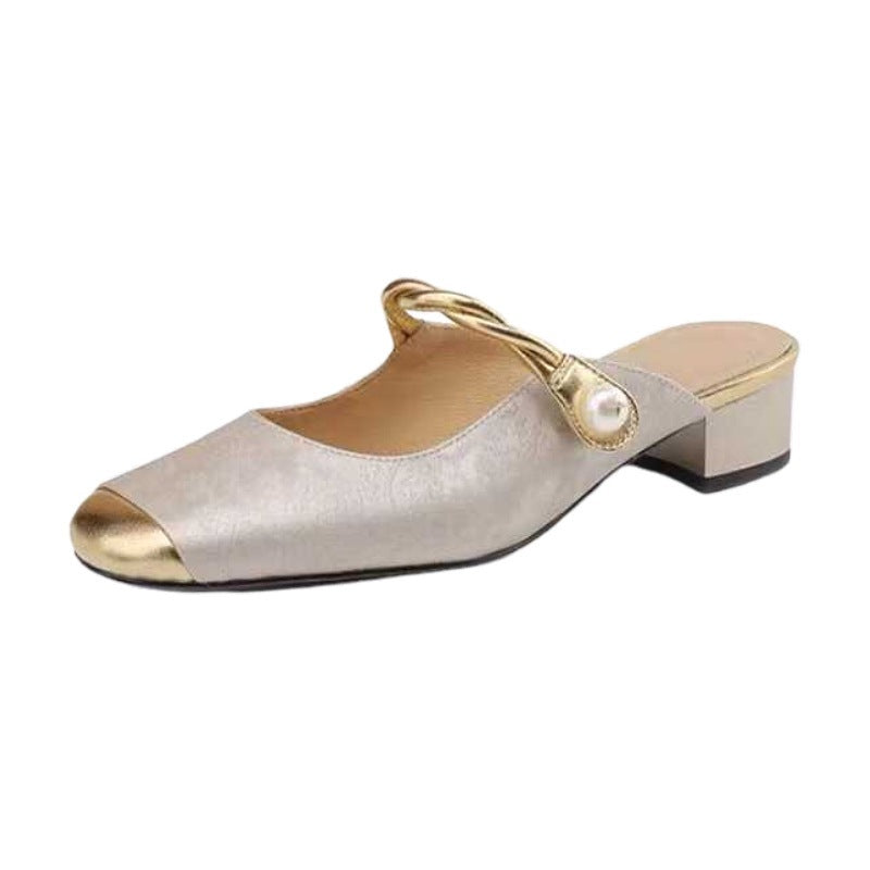 Sarah Express Women's Closed Toe Half Slippers - Casual Comfort PU Leather Indoor Outdoor Slides