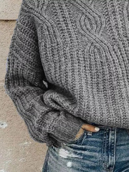 Sarah Express Women's Turtleneck Cable-Knit Sweater Plus Size Long Sleeve