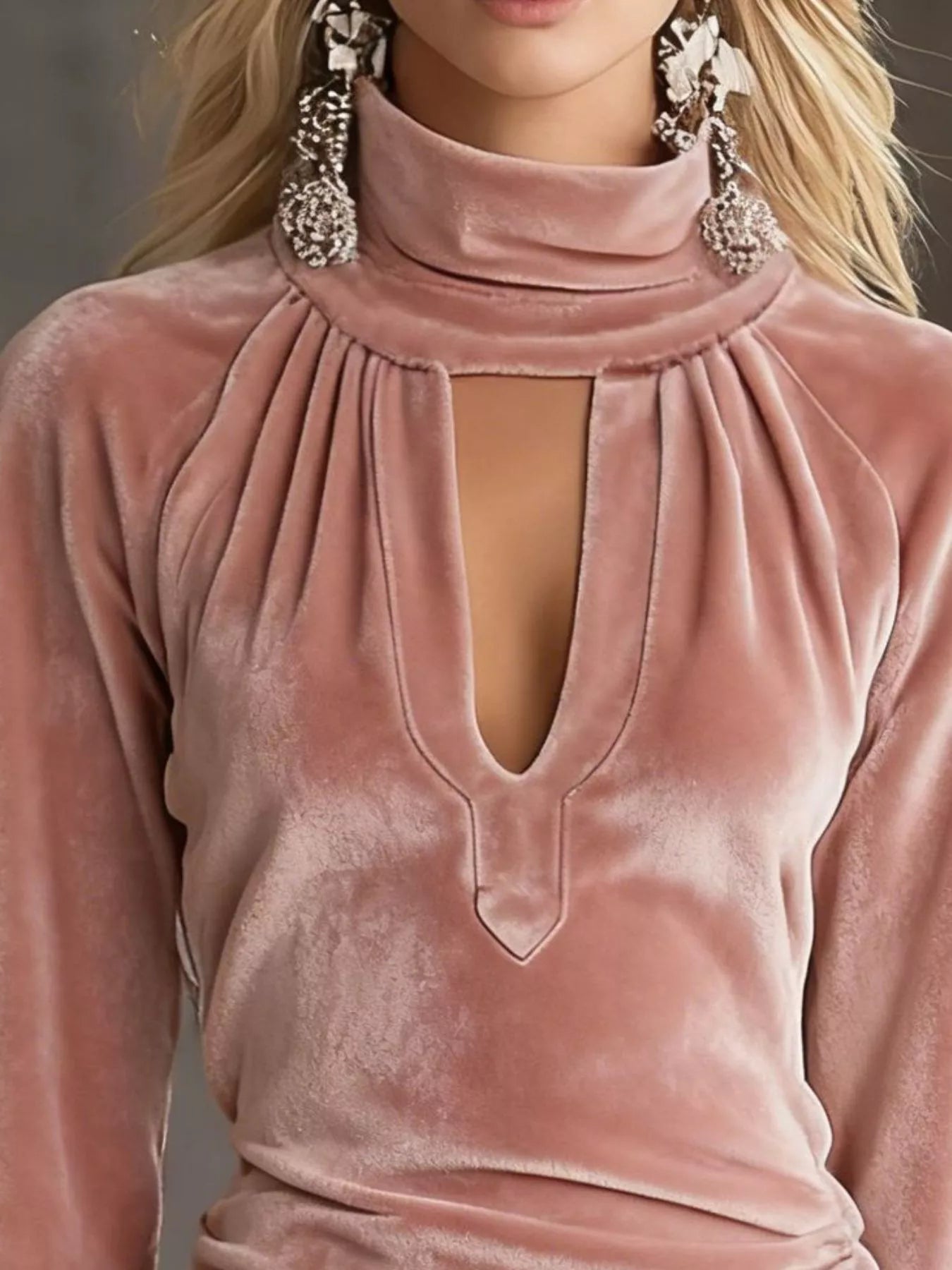 Sarah Express Women's Velvet Ruched Mini Dress with Flounce Sleeves