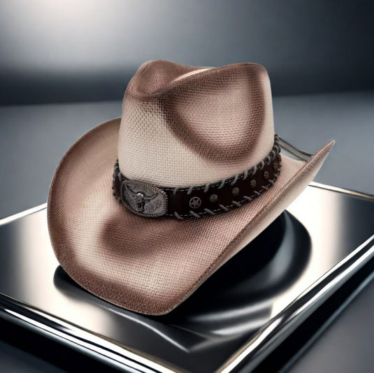 Sarah Express Western Cowboy Straw Hat Adjustable Star Embellished