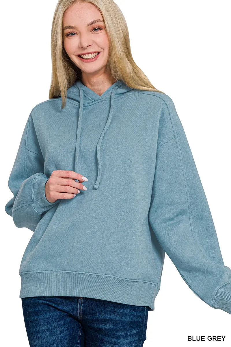 Sarah Express Women's Drawstring Relaxed Fit Fleece Hoodie BLUE GREY