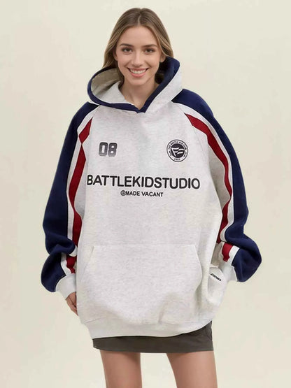 Sarah Express Women's Oversized Raglan Sleeve Hoodie with Pockets - Drawstring Pullover Sweatshirt Gray