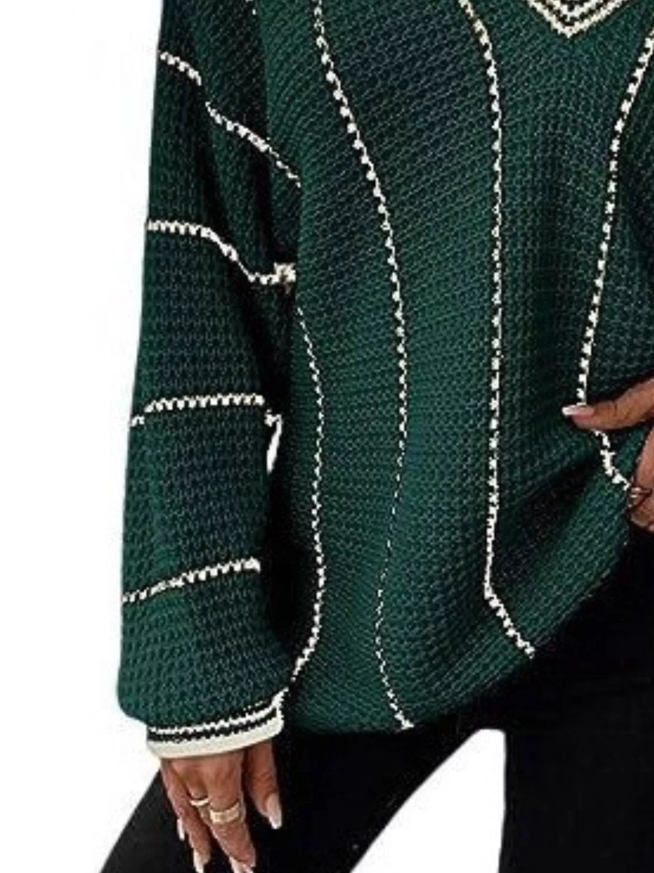 Sarah Express Women's V-Neck Textured Knit Sweater Plus Size