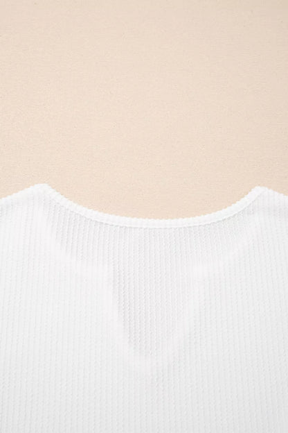 Sarah Express Women's Ribbed Raw Seam Color Block Patchwork Long Sleeve Top