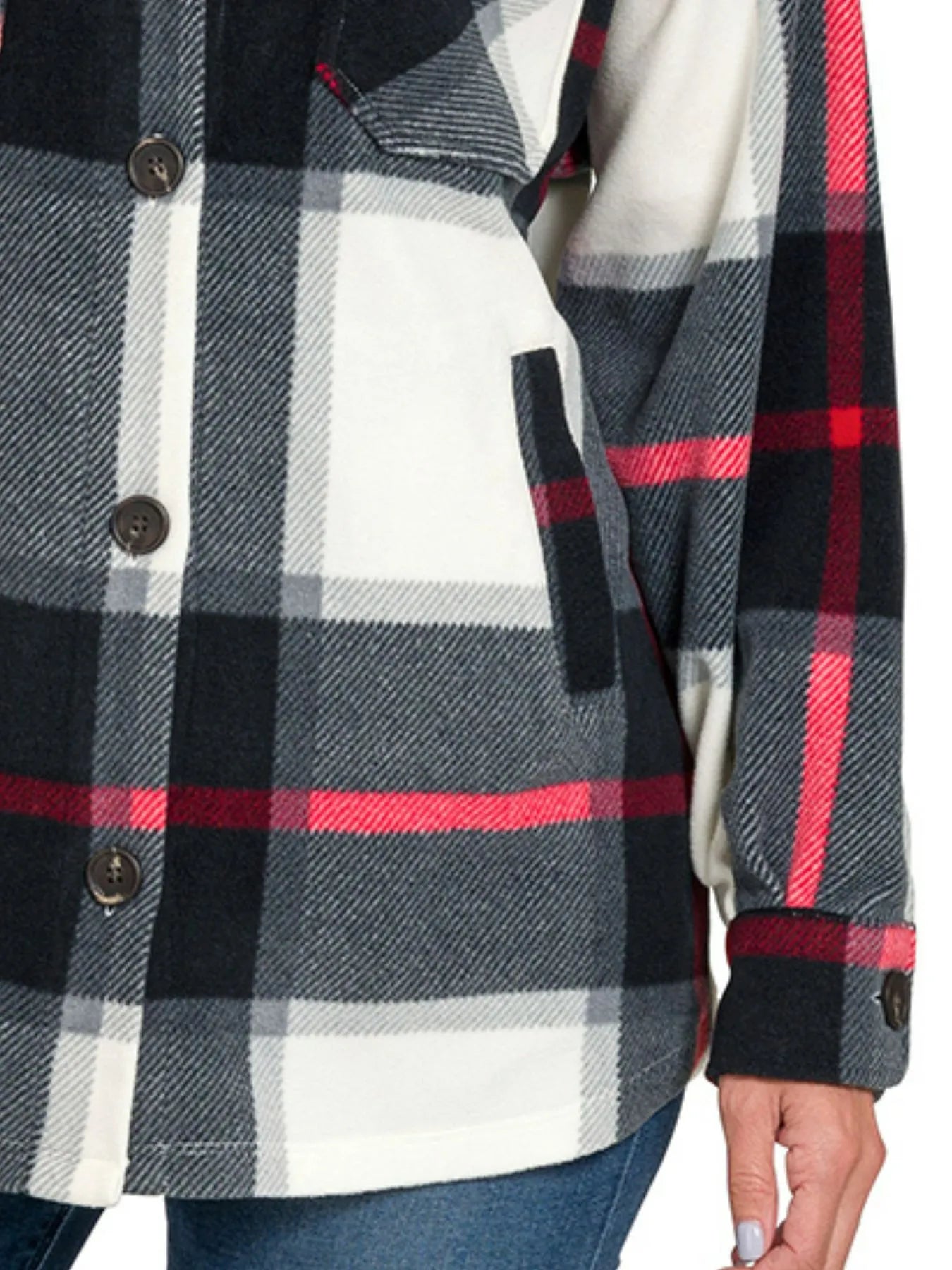 Sarah Express Women’s Oversized Plaid Fleece Shacket Casual Fall Spring