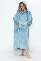 Sarah Express Women’s Plus Size Hooded Midi Lounge Dress with Pockets