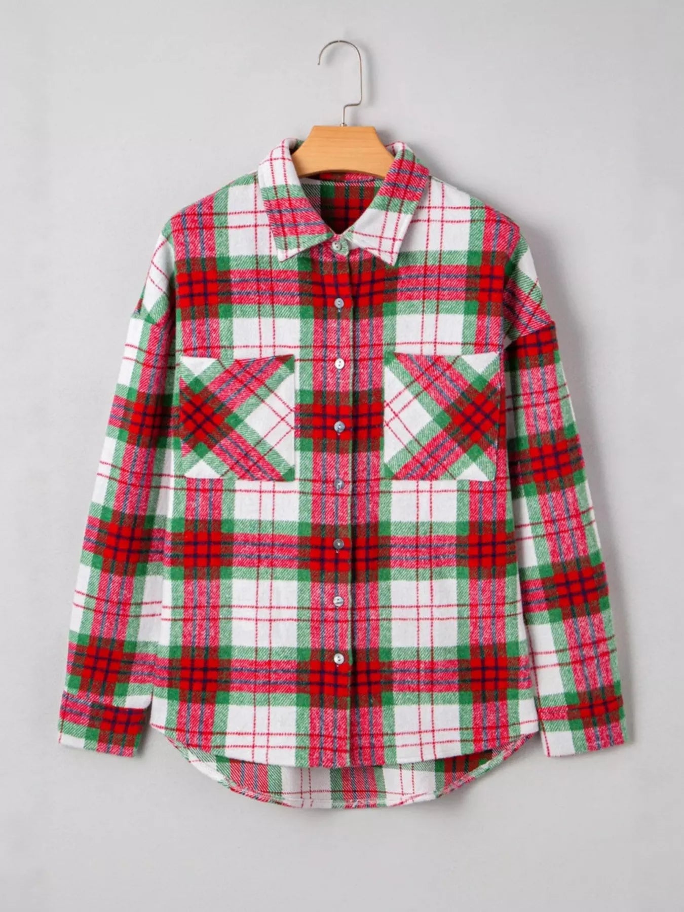 Sarah Express Women's Plaid Button-Down Long Sleeve Shacket