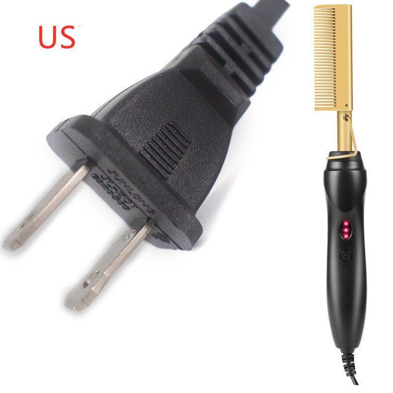 Sarah Express Electric Curling Comb Wet & Dry Hair Straightener Gold US