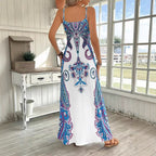 Sarah Express Women's V-Neck Sleeveless Maxi Dress Artistic Print