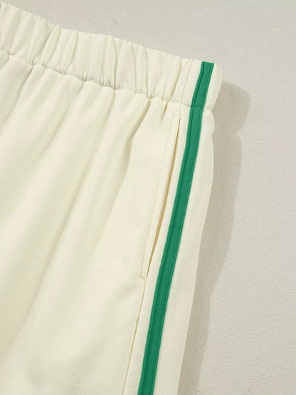 Sarah Express Women's Ribbed Colorblock V Neck Sporty Pullover Mini Skort Athleisure Set