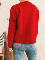 Sarah Express Women's Flower Button Up Long Sleeve Cardigan