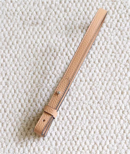 Sarah Express Genuine Leather Bag Strap Replacement – Adjustable Spaghetti Shoulder Strap with Gold & Silver Stud Detail Milk tea with silver