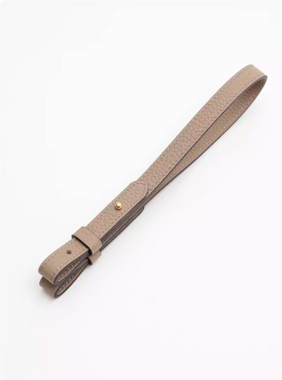 Sarah Express Genuine Leather Bag Strap Replacement – Adjustable Spaghetti Shoulder Strap with Gold & Silver Stud Detail Turtle dove gray with gold