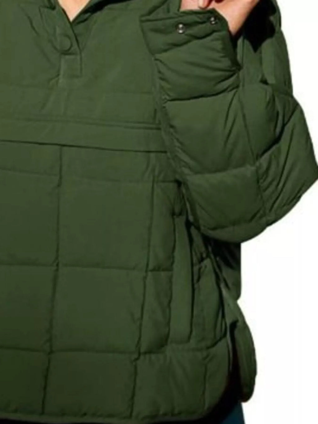 Sarah Express Women's Quarter Snap Hooded Puffer Jacket