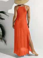 Sarah Express Women's Halter Neck Hollow Out Maxi Dress Swimsuit Cover Up