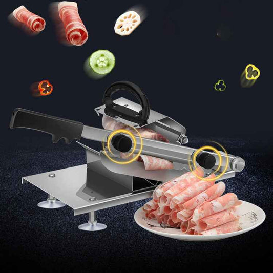 Sarah Express Manual Meat Slicer Machine - Adjustable Thickness Stainless Steel Cutter for Vegetables & Fruits