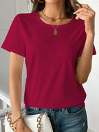 Sarah Express Women's Round Neck Short Sleeve Cotton T-Shirt 3D Print Casual