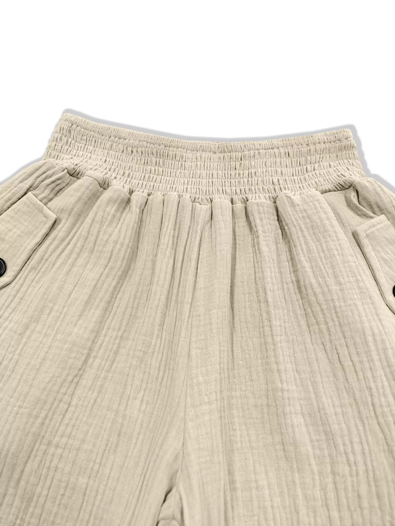 Sarah Express Women's Smocked Textured Casual Pants