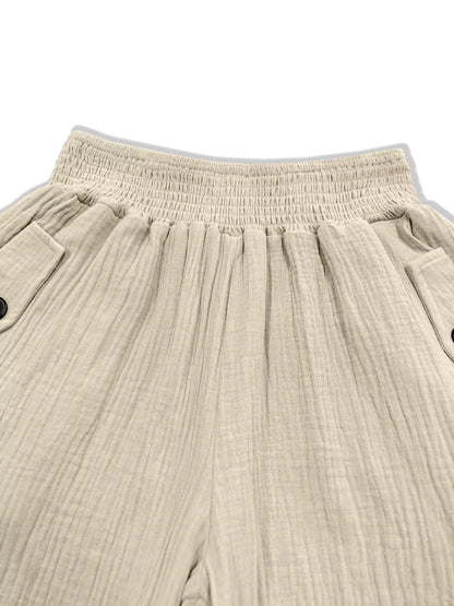 Sarah Express Women's Smocked Textured Casual Pants