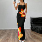 Women's Floral Sling Dress - Sleeveless One-Step Sheath Dress