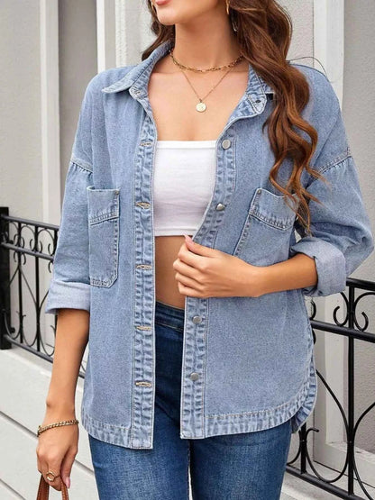 Casual Button Up Loose Fit Denim Jacket