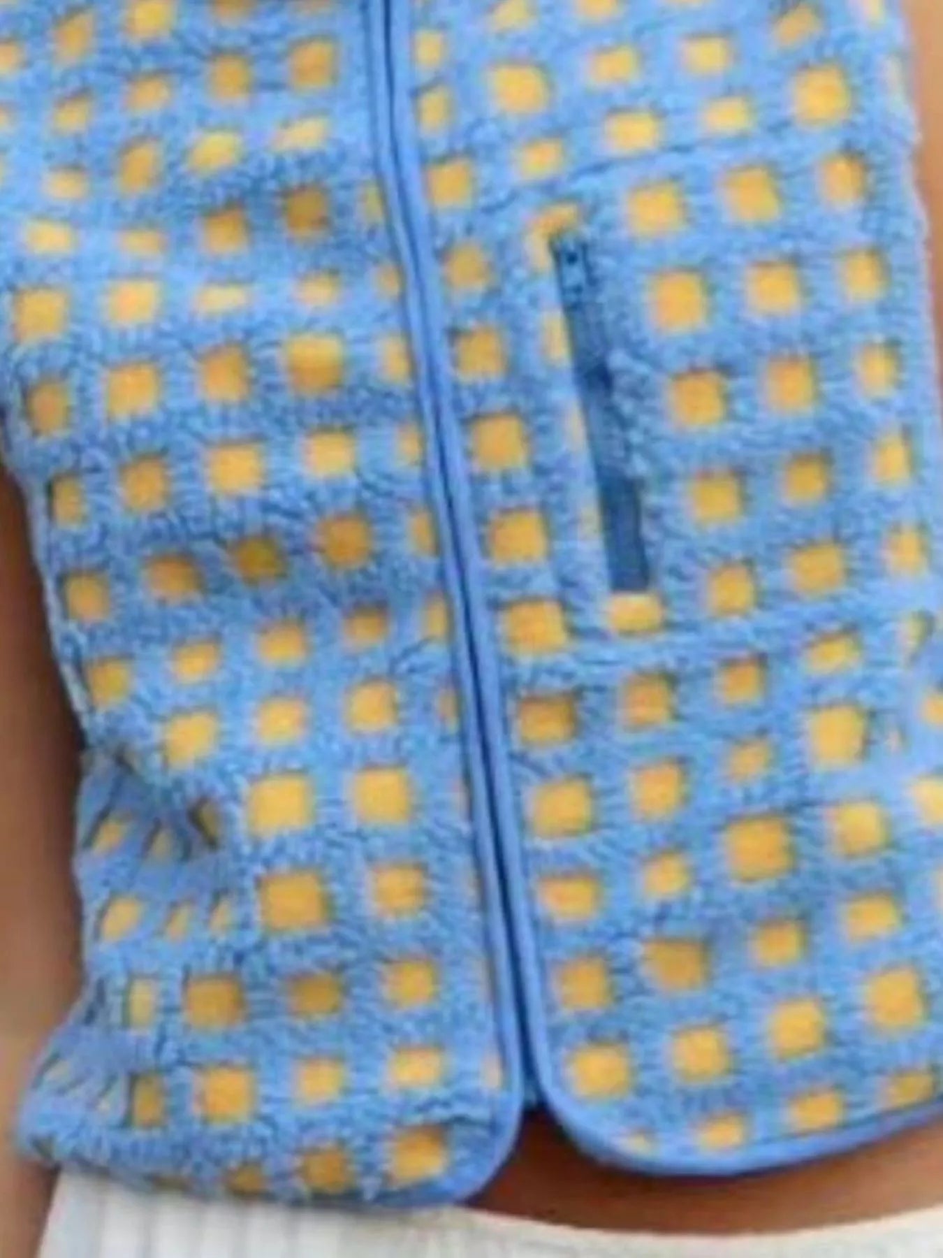 Sarah Express Women's Plaid Zip Up Vest Coat with Pockets - Sleeveless Outerwear Jacket