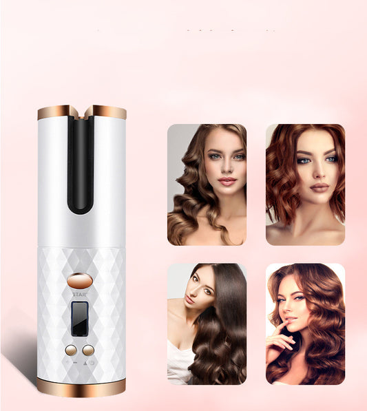 Sarah Express Rechargeable Cordless Automatic Hair Curler - Portable Ceramic Curling Iron with LCD Display