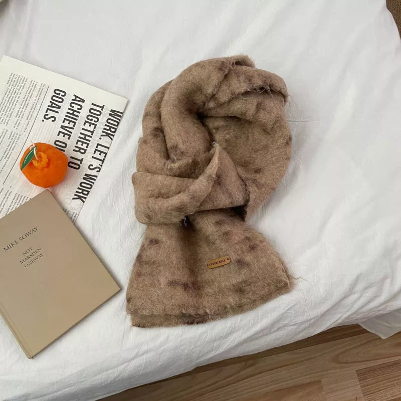 Sarah Express Women's Soft Fuzzy Contrast Scarf Khaki One Size