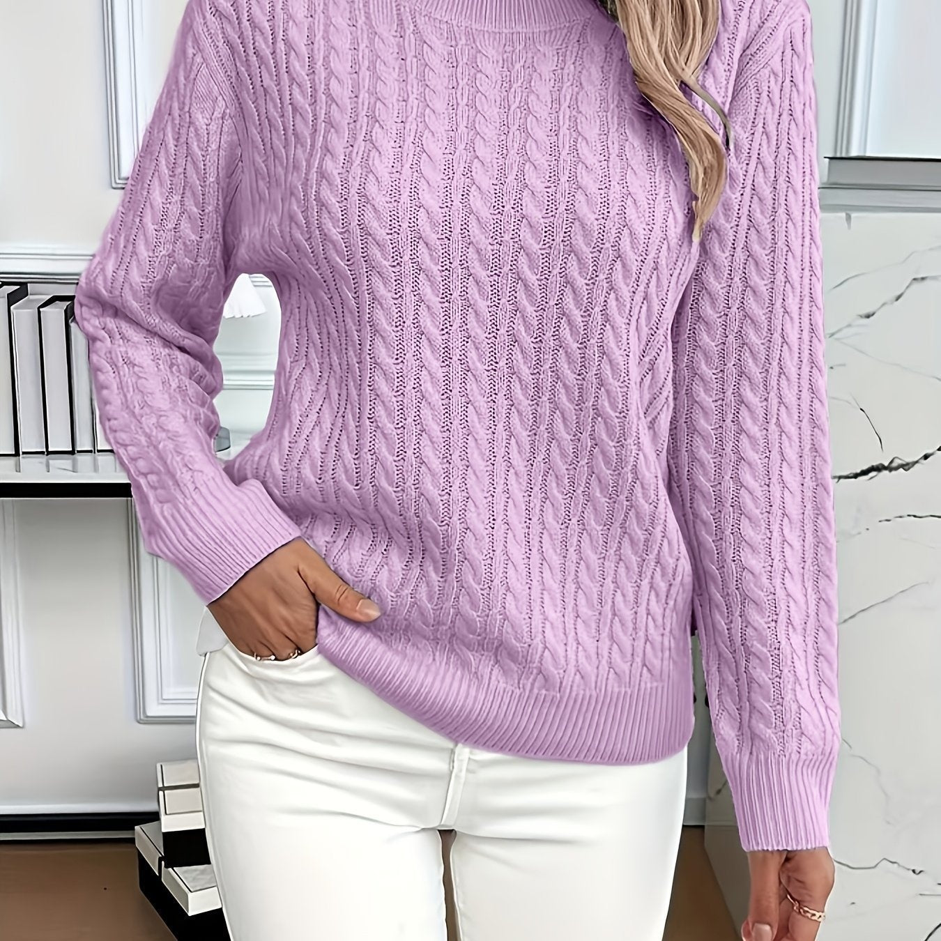 Sarah Express Women's Twist Detail Round Neck Knit Sweater Pullover