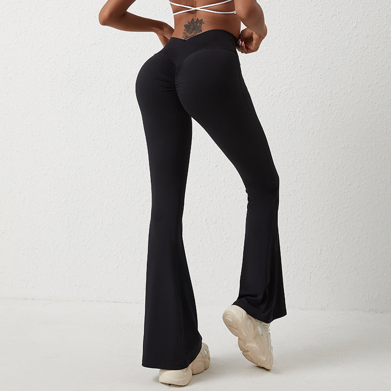 Sarah Express High Waist Wide Leg Fitness Pants Sculpting Nylon Blend